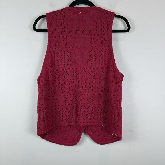 Vintage Ivy Club Womens Sweater Vest Sz M Pink Button Front Crochet Cottagecore - Picture 5 of 7
